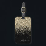 Etiqueta Para Maletas Gold Black Girly Purpurina Sparkle Monograma Nombr<br><div class="desc">Nombre del Monograma del Purpurina de la espuma dorada y negra y almohada inicial. La etiqueta de la bolsa de equipaje hace el dulce perfecto de 16 años,  boda,  ducha de novia,  ducha de bebé o regalo de soltera para alguien que decora su habitación con estilo.</div>