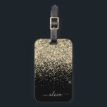 Etiqueta Para Maletas Gold Black Girly Purpurina Sparkle Monograma Nombr<br><div class="desc">Nombre del Monograma del Purpurina de la espuma dorada y negra y almohada inicial. La etiqueta de la bolsa de equipaje hace el dulce perfecto de 16 años,  boda,  ducha de novia,  ducha de bebé o regalo de soltera para alguien que decora su habitación con estilo.</div>