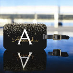 Etiqueta Para Maletas Gold Black Luxury Purpurina Sparkle Monograma<br><div class="desc">Gold y Black Glam Moda Purpurina Faux de lujo y Sparkle Elegant Lumaletas etiqueta de viaje para la escuela o la oficina. Estas etiquetas de la bolsa de viaje se pueden personalizar para incluir su nombre inicial y su nombre de pila.</div>