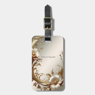 Etiqueta Para Maletas Gold Floral Luggage Tag