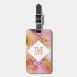 Etiqueta Para Maletas Gold Pink Sky Watercolor Personalizado