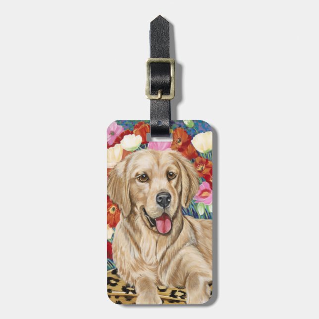 Etiqueta Para Maletas Golden Boy Retriever (Frente Vertical)