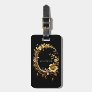 Etiqueta Para Maletas Golden Floral Ornate Frame Luggage Tag