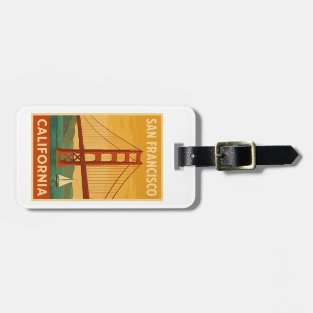 Etiqueta Para Maletas Golden Gate Bridge Retro – San Francisco (Frente Horizontal)