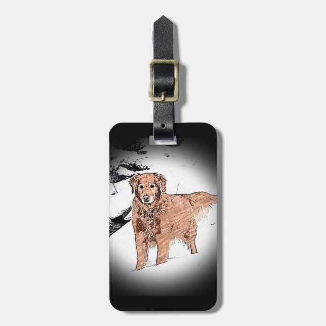 Etiqueta Para Maletas Golden Retriever (Frente Vertical)