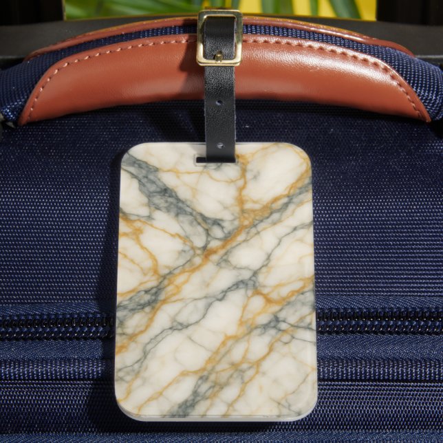 Etiqueta Para Maletas Golden Stratum Marble Texture (Anverso In situ 2)