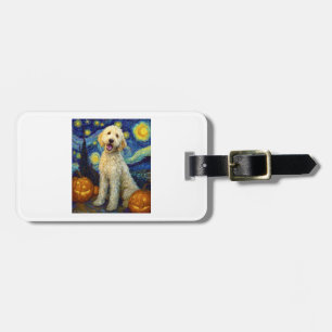 Etiqueta Para Maletas Goldendoodle Perro Lindo Halloween Jack O Lantern