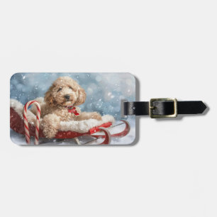 Etiqueta Para Maletas Goldendoodle perro navideño festivo