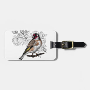Etiqueta Para Maletas Goldfinch y rosas