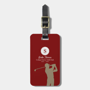 Etiqueta Para Maletas Golf Club Elegante Rojo