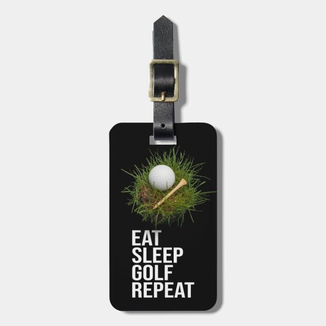 Etiqueta Para Maletas Golf Comer Sleep Golf Repetir (Frente Vertical)