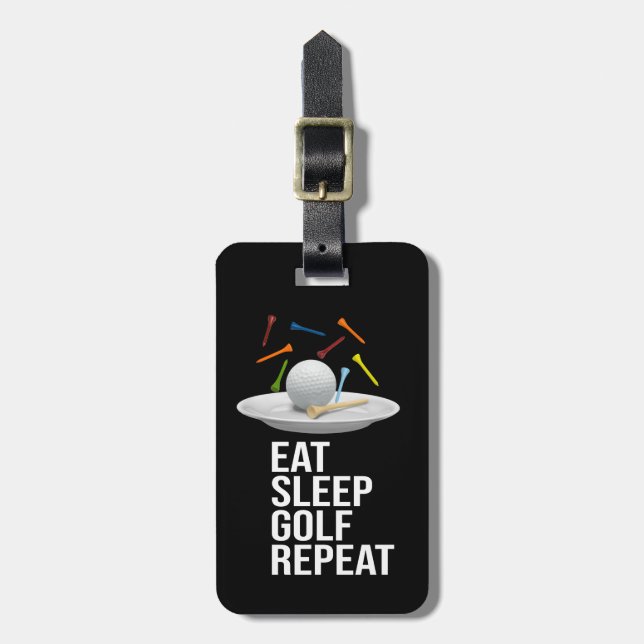 Etiqueta Para Maletas Golf Comer Sleep Golf Repetir (Frente Vertical)