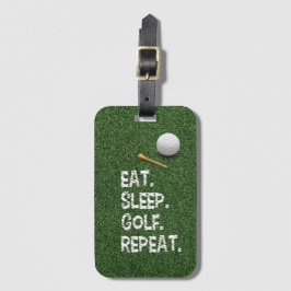 Etiqueta Para Maletas Golf Comer Sleep Golf Repetir con putter y bola   