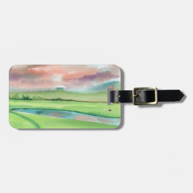 Etiqueta Para Maletas Golf en acuarela (Frente Horizontal)