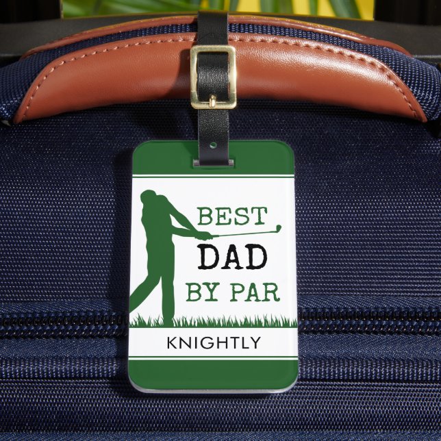 Etiqueta Para Maletas Golfer BEST DAD DE PAR Personalizado (Anverso In situ 2)