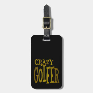 Etiqueta Para Maletas Golfer loco en oro