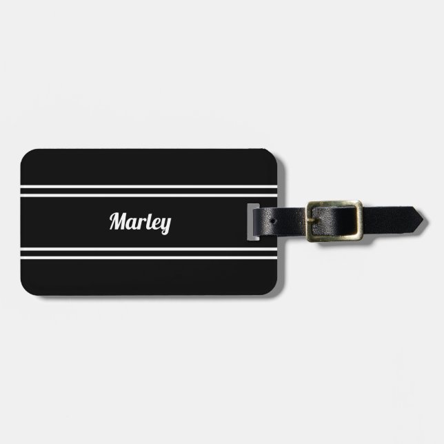 Etiqueta Para Maletas Golfer Personalized Name Modern Black & White (Frente Horizontal)