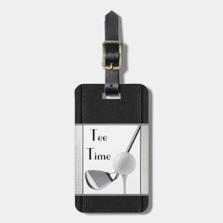 Etiqueta Para Maletas Golfing Tee Time Black Leather Image Para Los Homb