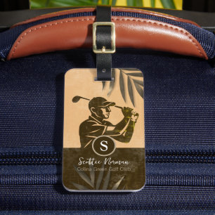 Etiqueta Para Maletas Golfista con club de golf tema deportivo elegante