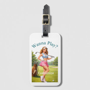Etiqueta Para Maletas Golfista femenina en forma Thunder_Cove
