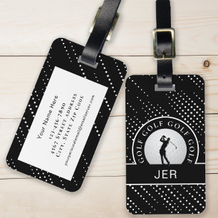 Etiqueta Para Maletas Golfista masculino personalizado Silueta de golf n