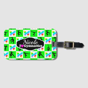 ETIQUETA PARA MALETAS GORGEOUS VERDE BUTTERFLY GIMNAST DISEÑO
