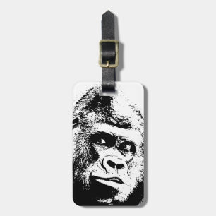 Etiqueta Para Maletas Gorilla de arte pop blanco negro