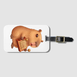Etiqueta Para Maletas Gorra de paja rustica de Hamster Adorable - Etique