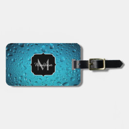Etiqueta Para Maletas Gotas de agua azul Guay con estilo