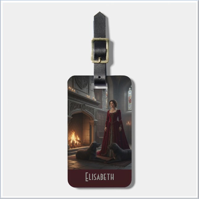 Etiqueta Para Maletas Gothic Medieval Maiden In Castle with Dogs (Subido por el creador)