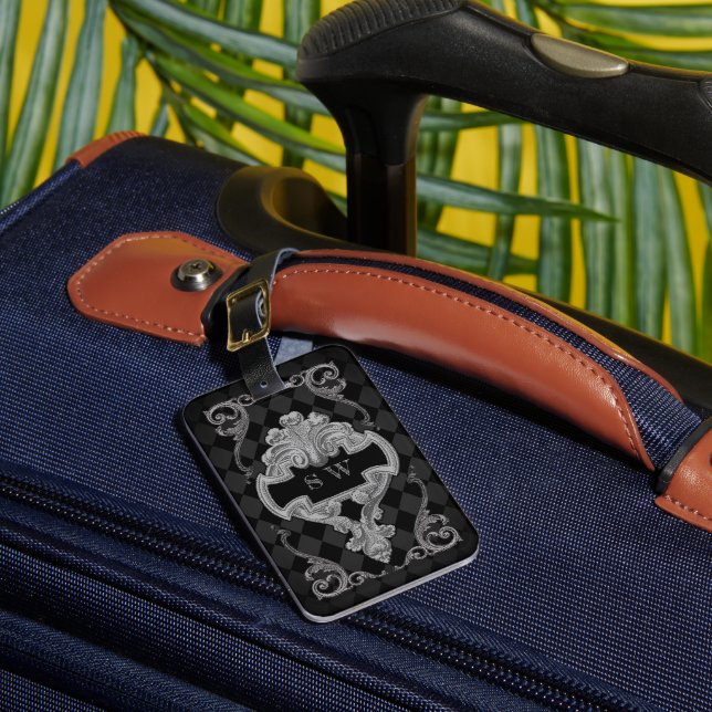 Etiqueta Para Maletas Gótico Steampunk Monogramado (Anverso In situ 1)