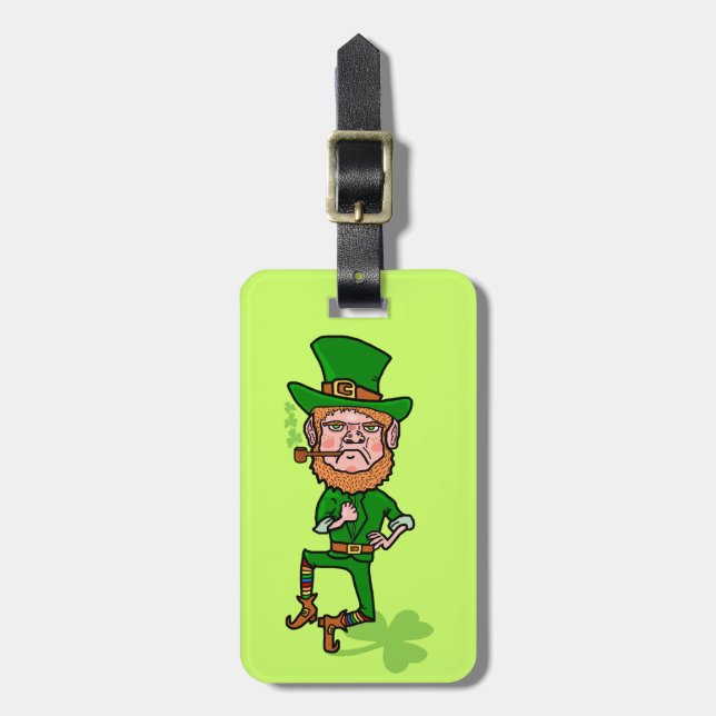 Etiqueta Para Maletas Gracioso Angry Lucky Irlandés Leprechaun (Frente Vertical)