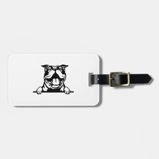 Etiqueta Para Maletas Gracioso Bulldog feliz (Frente Horizontal)