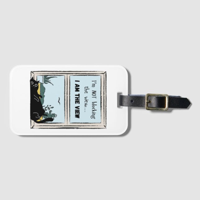 Etiqueta Para Maletas Gracioso gato negro, soy la vista (Anverso horizontal)