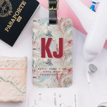 Etiqueta Para Maletas Gracioso negrita Monograma personalizado<br><div class="desc">Diseño moderno con tipografía roja atrevida sobre fondo de mármol. No se hace mejor que esta combinación de colores. Modernos y divertidos, los impresionantes tonos rosados y de manzana de caramelo rojo son absolutamente encantadores y dulces. Agregue la información de contacto al reverso o elija quitar. Añada la redacción de...</div>