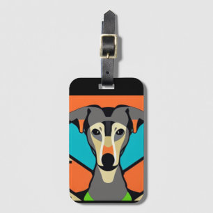 Etiqueta Para Maletas Gracioso perro de Greyhound Resumen Arte