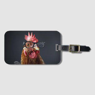 Etiqueta Para Maletas Gracioso pollo con gafas