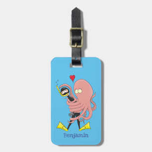 Etiqueta Para Maletas Gracioso pulpo abrazos buceo humor personalizado