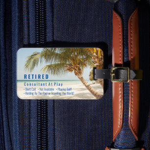 Etiqueta Para Maletas Gracioso Retirado, Playa y Palmeras, Bolsa De Prof