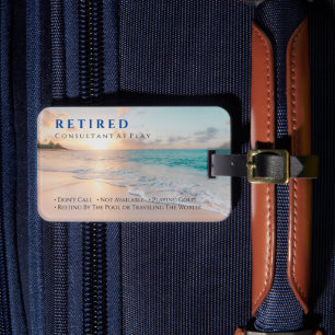 Etiqueta Para Maletas Gracioso Retirado, Sunset Beach, Profesión Gag