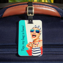 Gracioso Retro Beach Lady Traveller