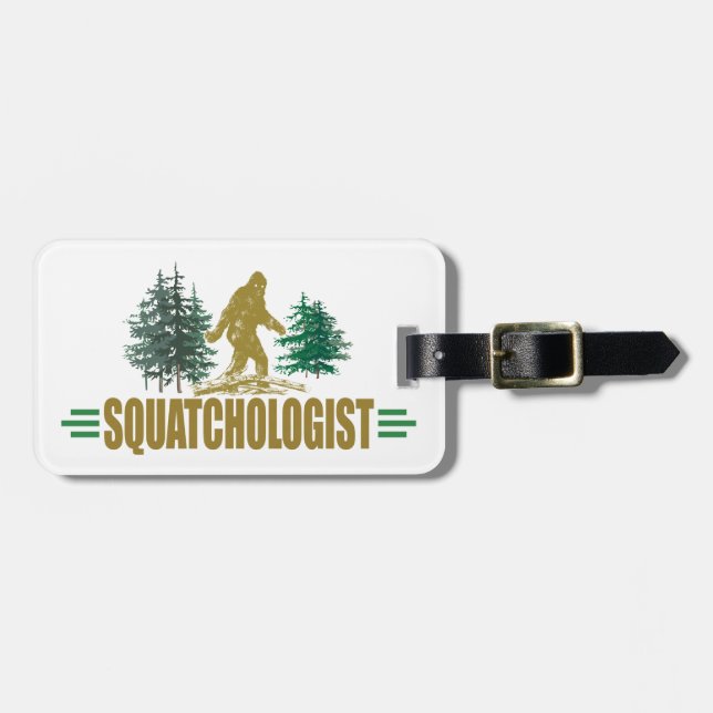Etiqueta Para Maletas Gracioso Sasquatch, Squatchin, Squatching, Believe (Frente Horizontal)