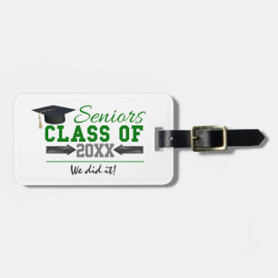 Etiqueta Para Maletas Graduación verde y gris
