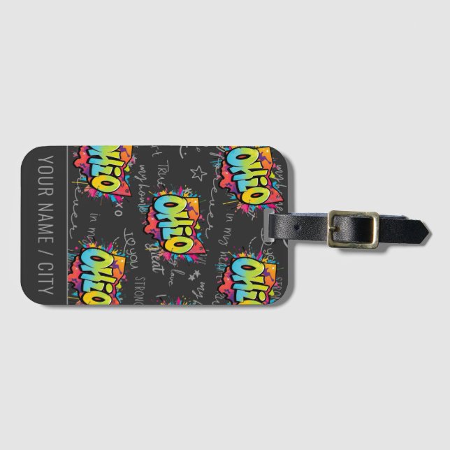 Etiqueta Para Maletas Graffiti ohiano del estado de Ohio (Anverso horizontal)