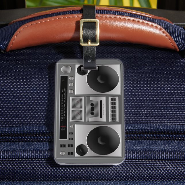 Etiqueta Para Maletas Gráfica de radio Boombox (Anverso In situ 2)