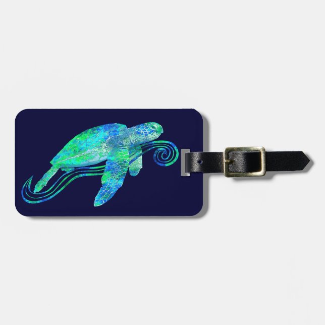 Etiqueta Para Maletas Gráfico de tortuga de mar (Frente Horizontal)