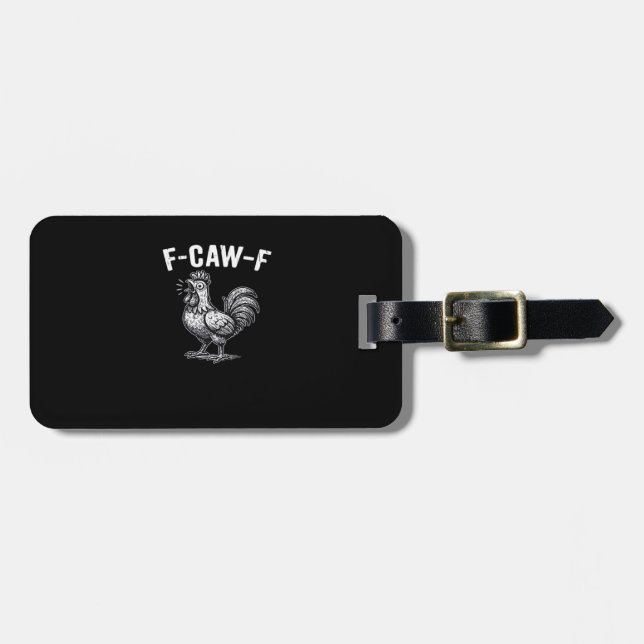 Etiqueta Para Maletas Gráfico Retro de Pollo F-Caw-F (Frente Horizontal)