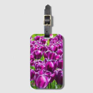 Etiqueta Para Maletas Gran campo de tulipanes morados