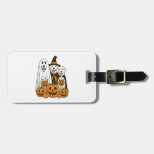 Etiqueta Para Maletas Gran Perro Pirineo Bruja Fantasma Halloween Combin