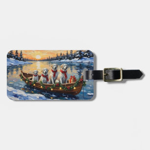 Etiqueta Para Maletas Gran Pirineo Barco de Navidad Fiesta
